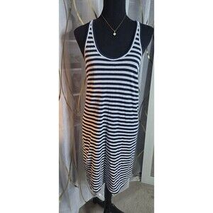 J Crew Navy  & White Striped Tank Dress Sz M